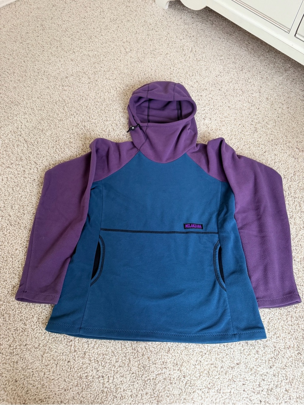 Melanzana two-Tone Fleece Hoodie Jacket - Blue & Purple